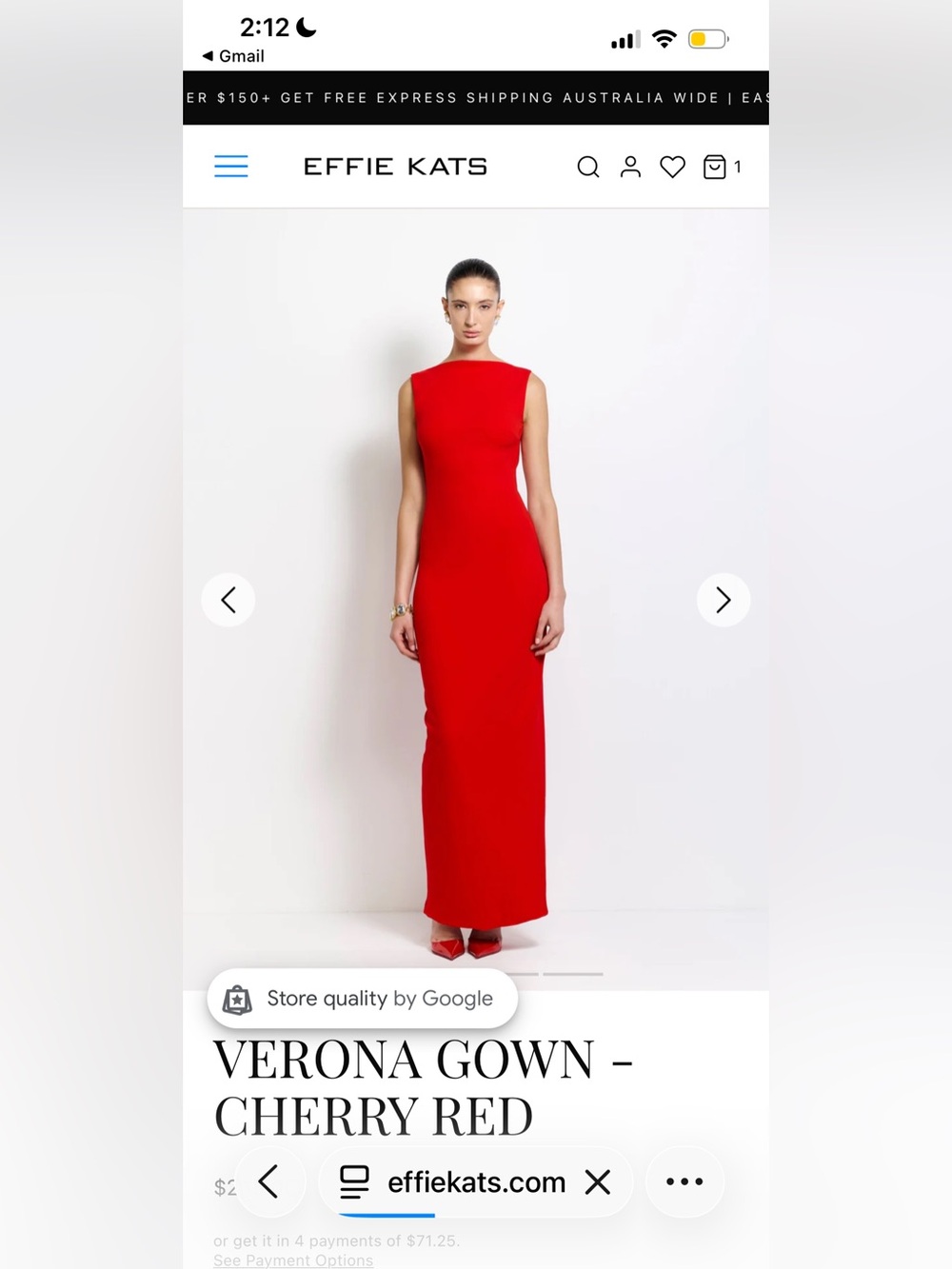 Verona Gown in Cherry Red